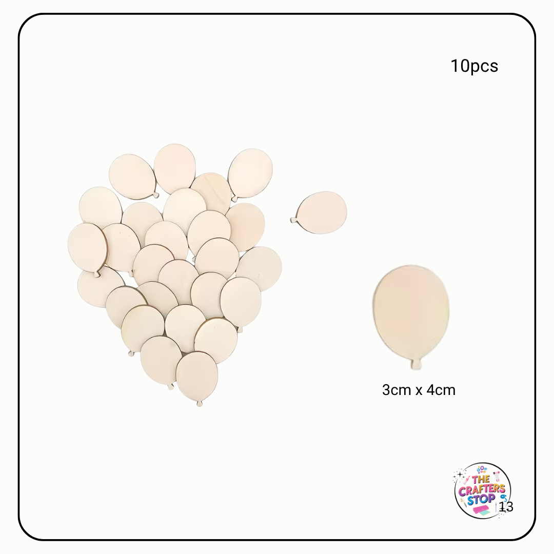 Wooden Balloon Shape Blanks (10pcs)