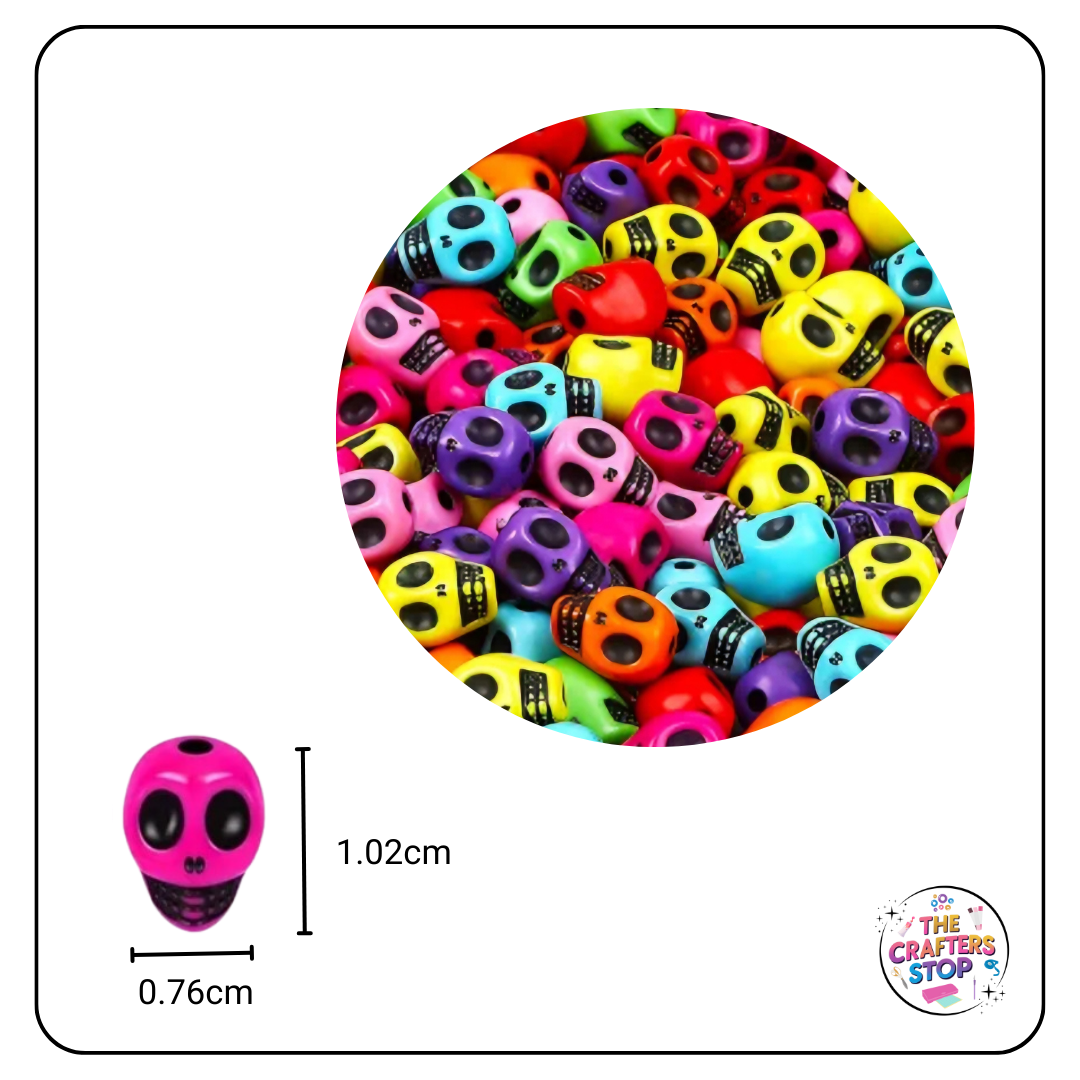 Halloween Coloured Acrylic Skull Beads