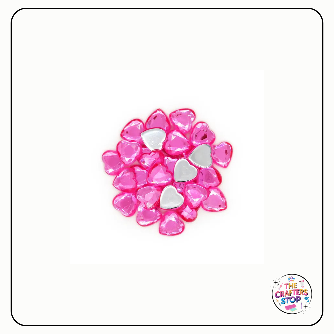 Pink Love Heart Gem Rhinestones