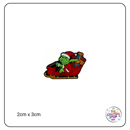 Christmas Grinch in Sleigh Focal Beads