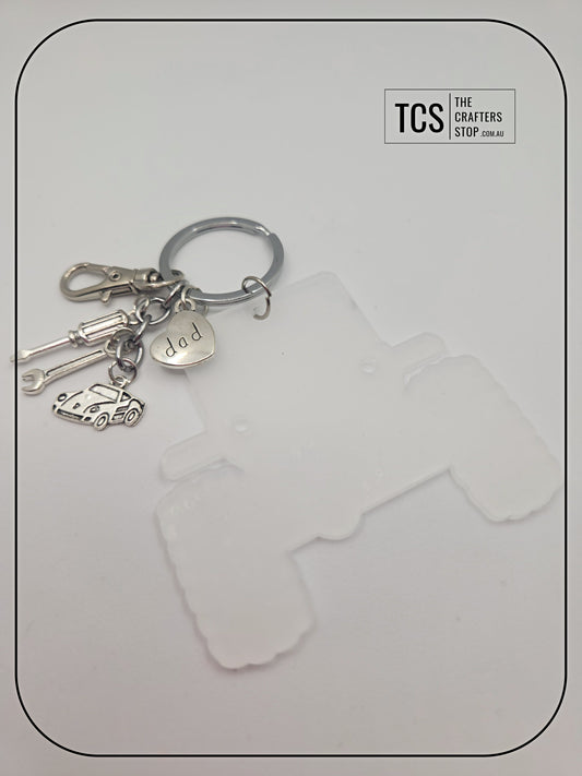 Metal Charm 4X4 Car Keyring with Acrylic Blank (Father's Day)