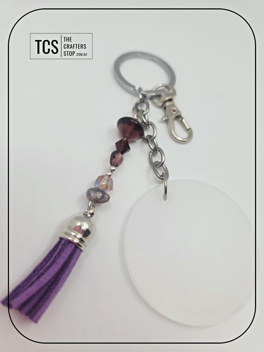 Ladies Keyring with Acrylic Blank and Beaded Accent