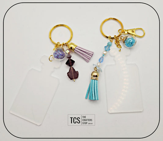 Ladies Keyring with Acrylic Blank and Beaded Accent