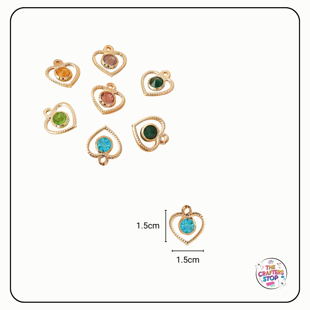Metal Heart with Gem Charms