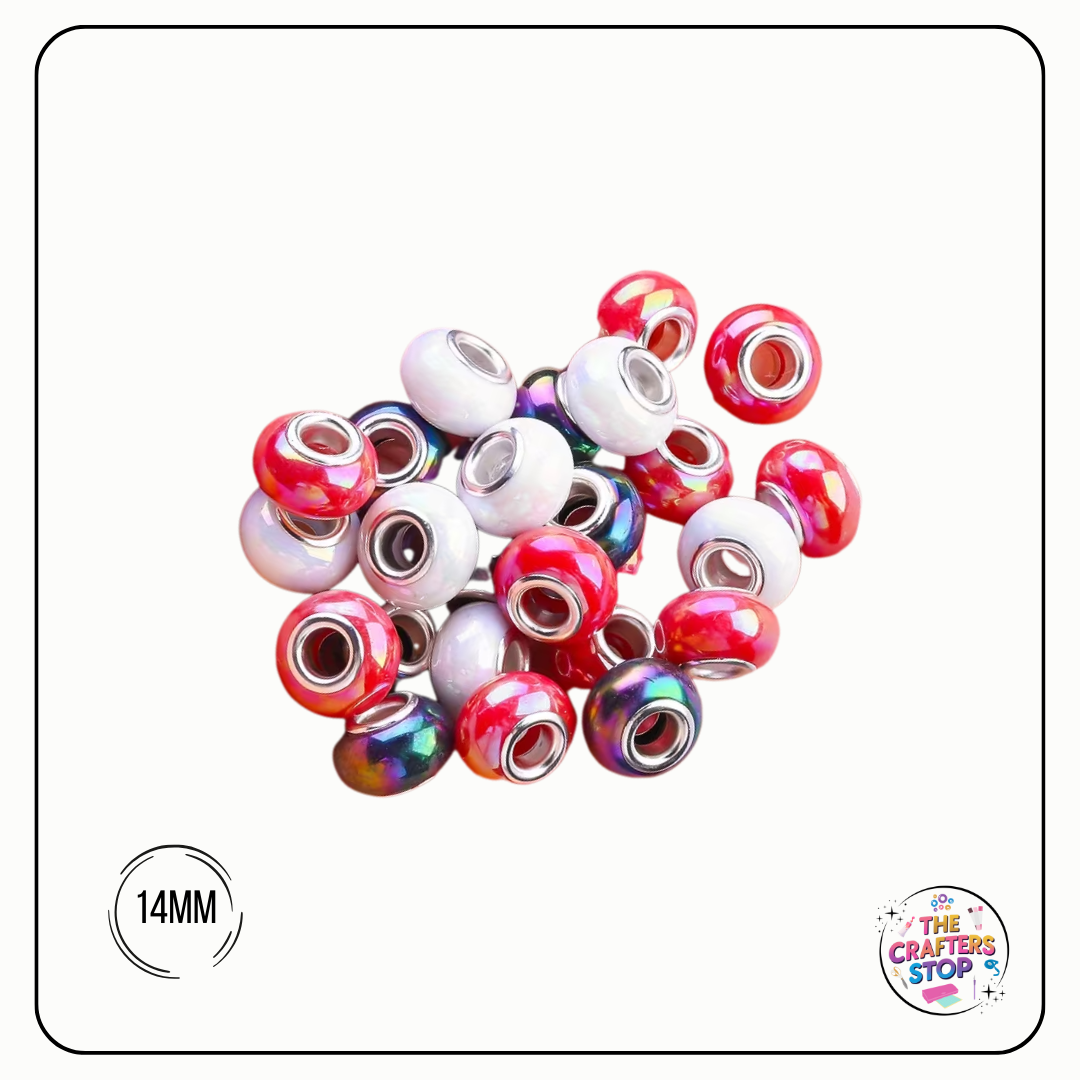 Large Hole Acrylic Decorative Beads - Red/Black Theme