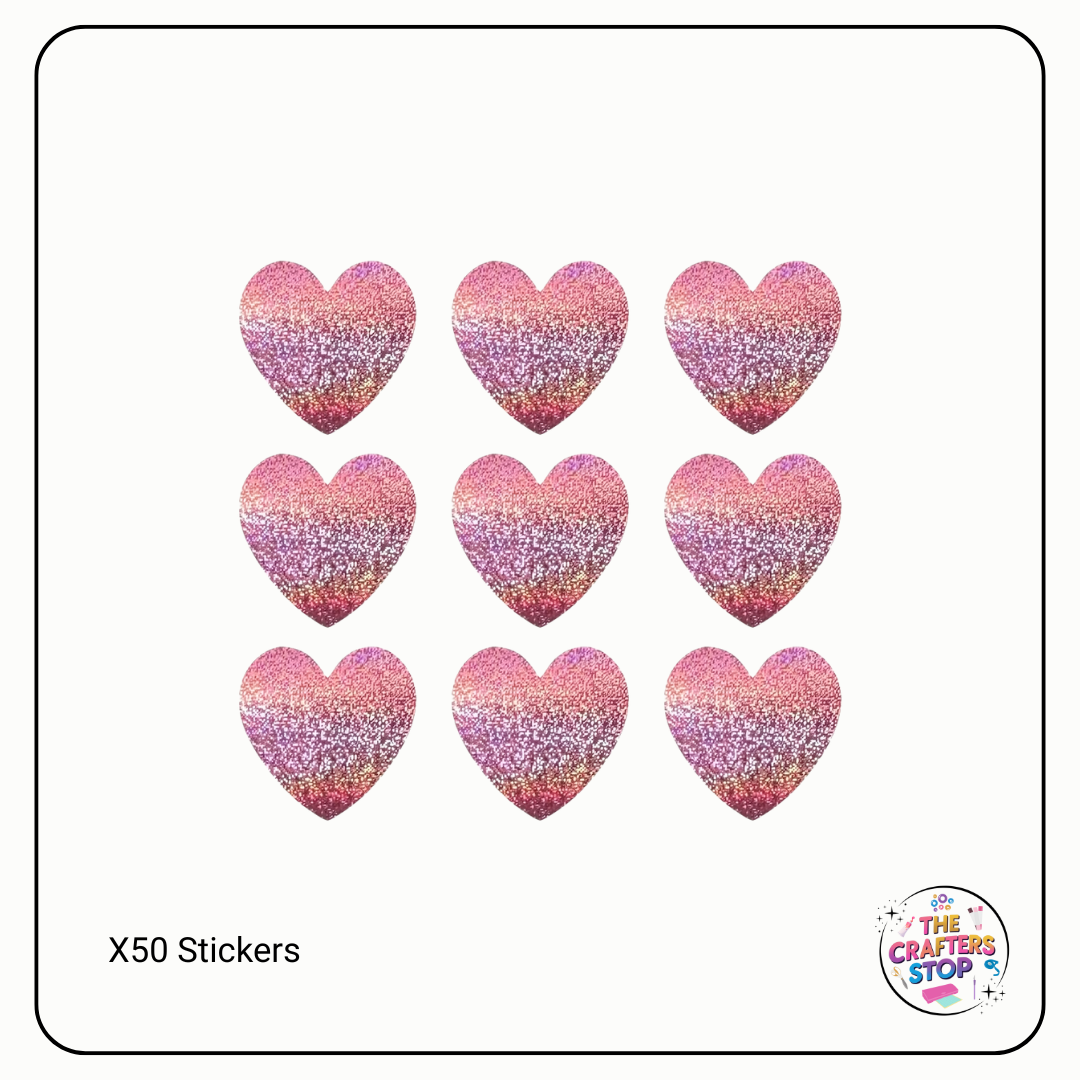Pink Glittery Heart Shape Scrapbooking Stickers