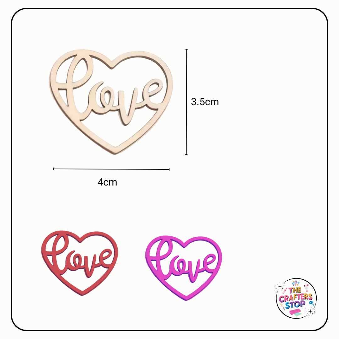 Wooden "Love" Heart Shape Cutouts