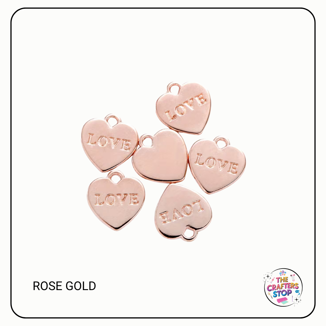 Heart "LOVE" Metal Charms (3 Colours)