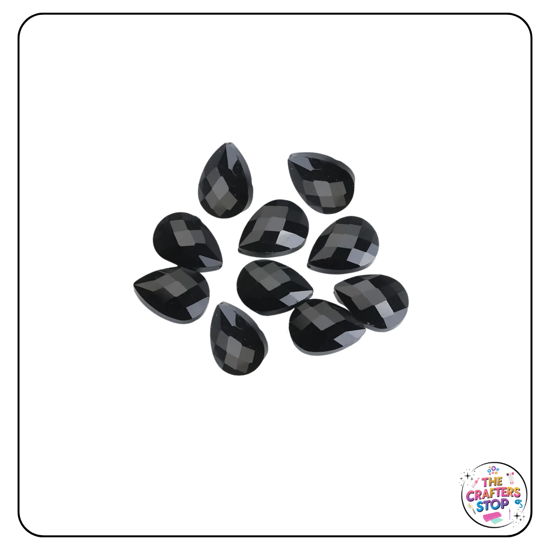 Black Faceted Teardrop Beads/Pendants