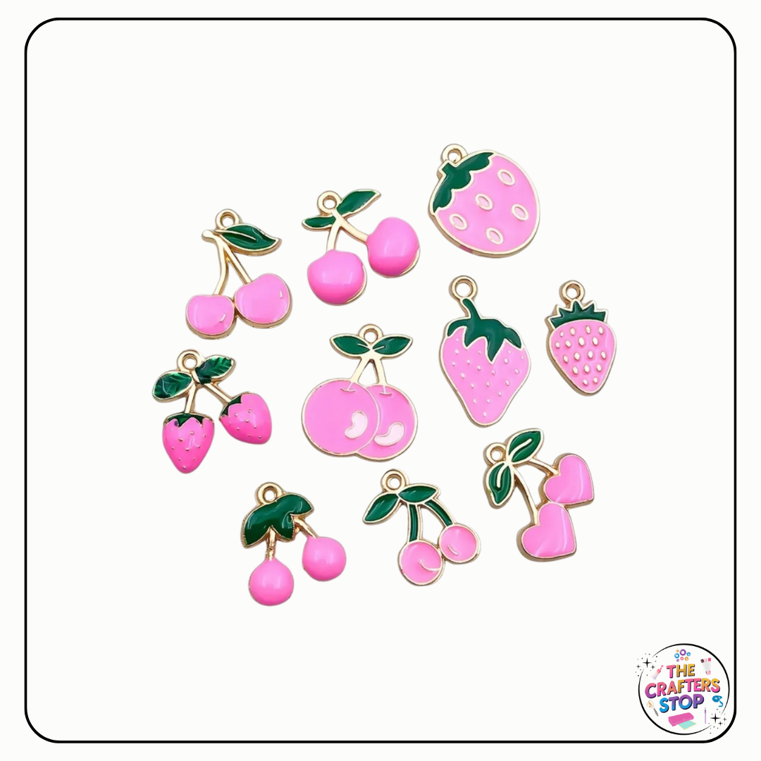 Cherry/Strawberry Enamel & Metal Charms