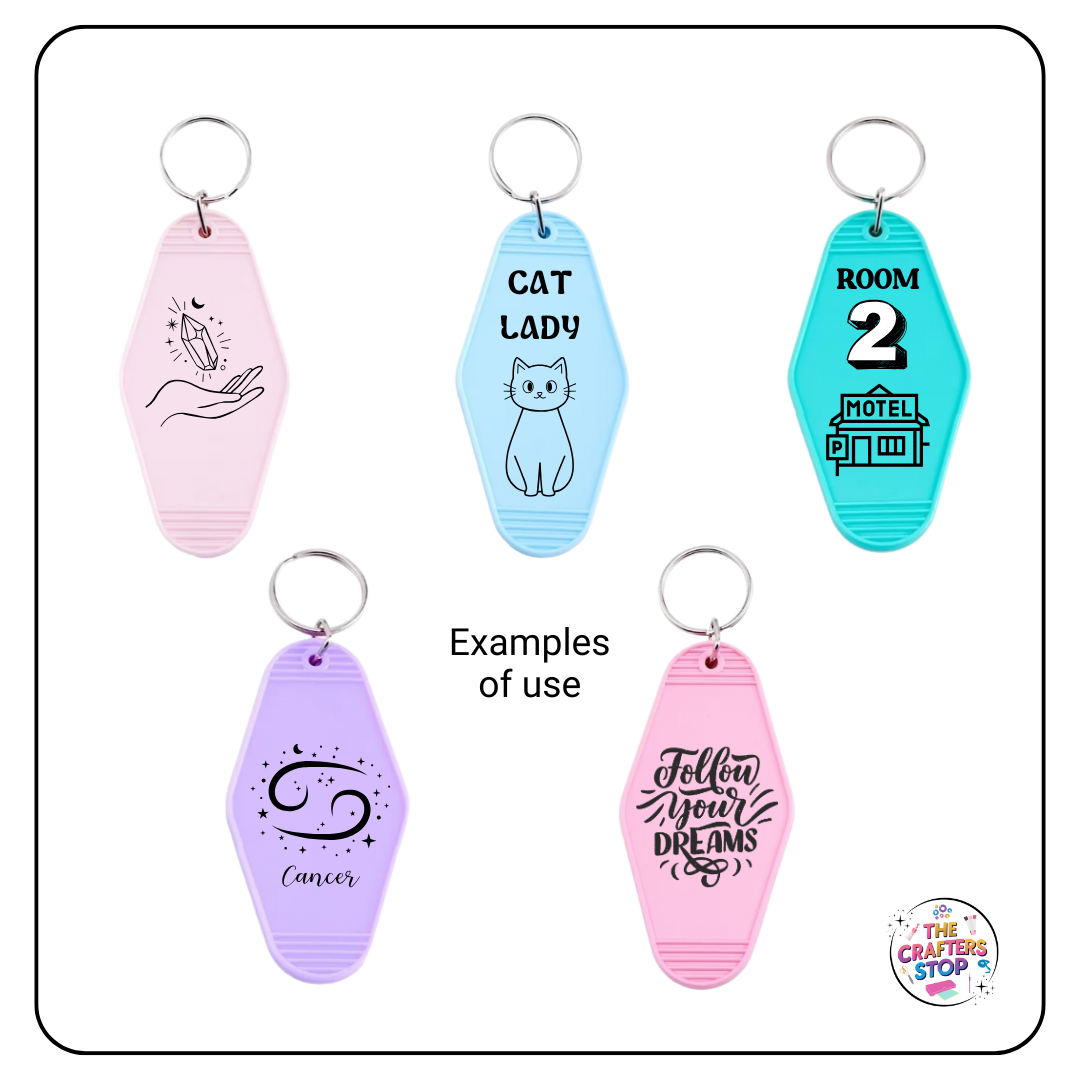 Acrylic "Hotel" Style Blank Keyring - 6 Colours