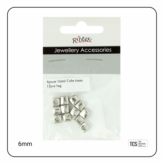 6mm Metal Cube Spacer Beads
