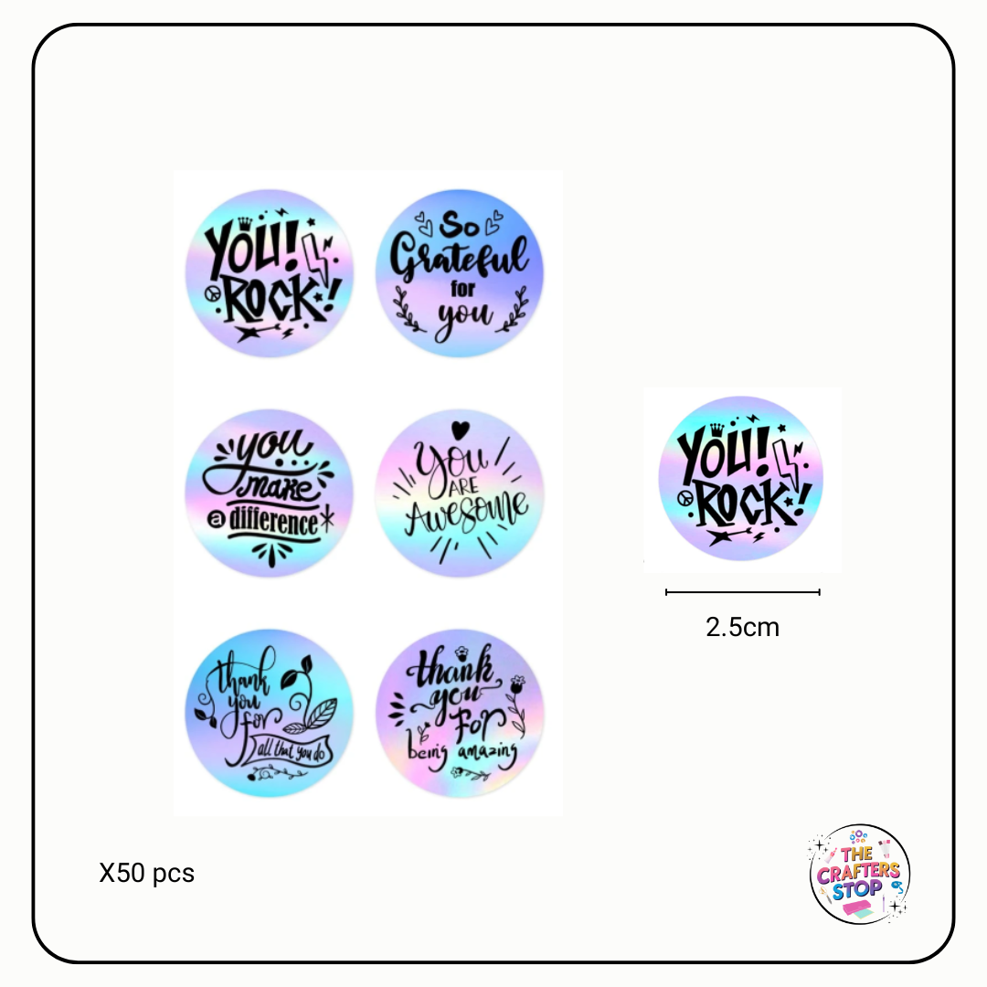 Silver Inspirational Words Stickers (X50pcs)