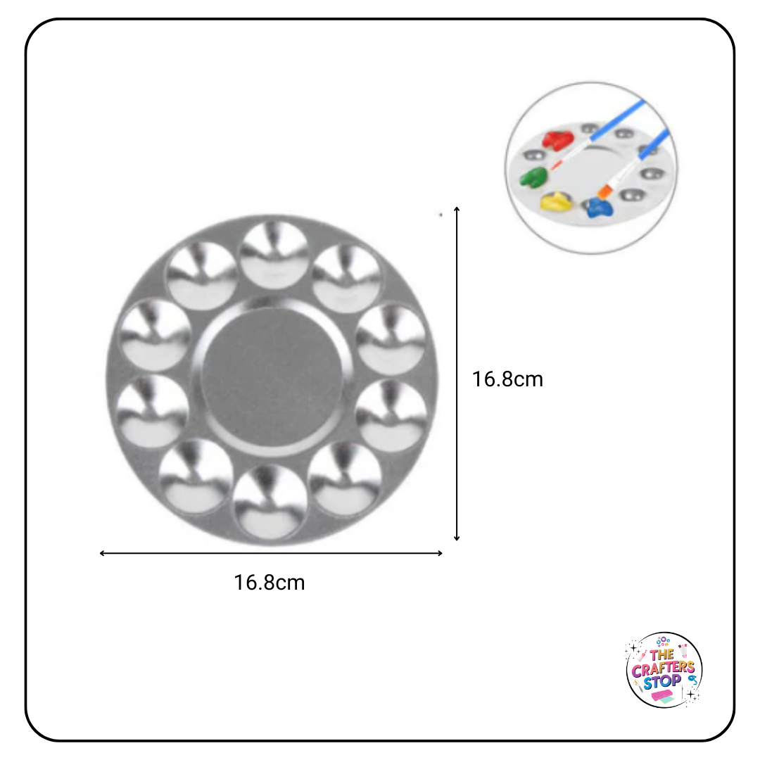 10-Well Round Aluminum Metal Painting Palette