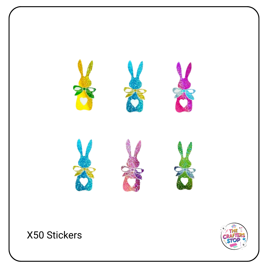 Holographic Cute Bunny Scrapbooking Stickers