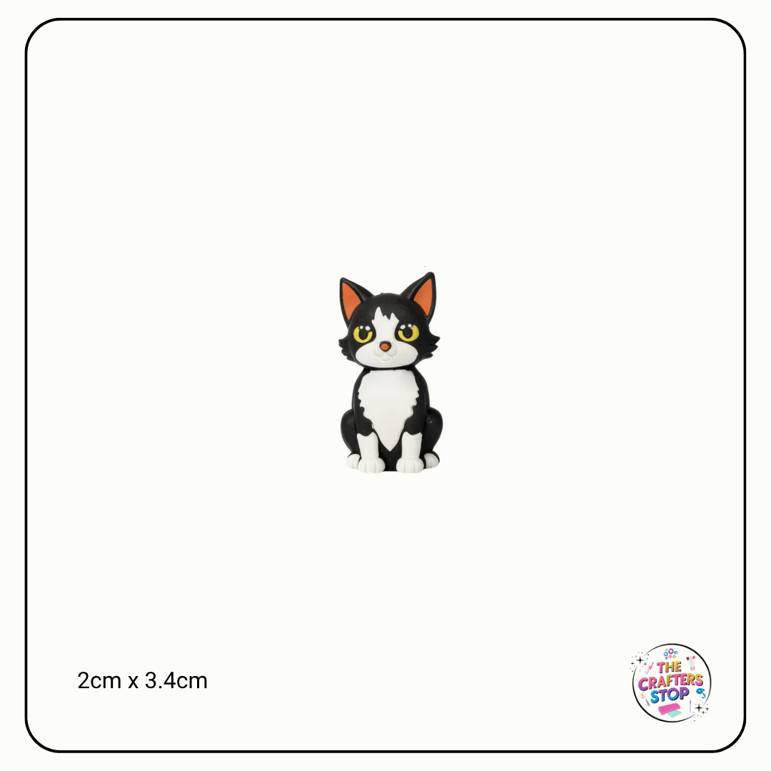 3D Black/White Cat Focal Beads