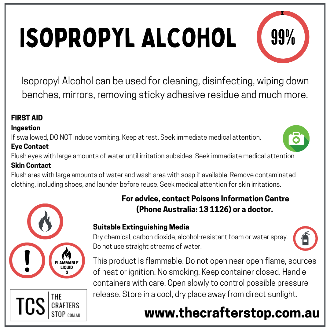 Isopropyl Alcohol 99% (Rubbing Alcohol) - 4 Sizes