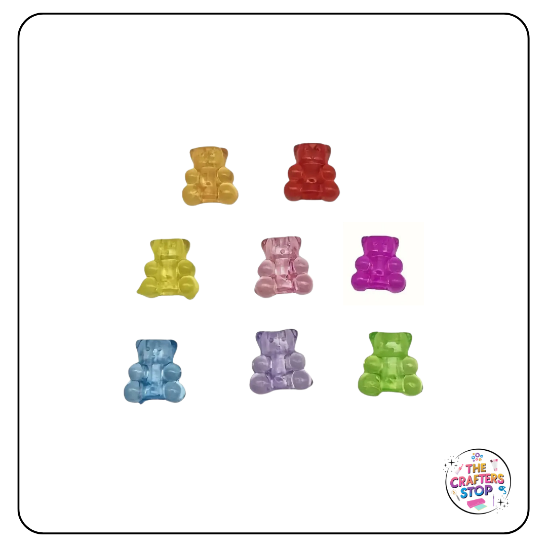 Semi Transparent Gummy Bear Style Beads - 2 Sizes