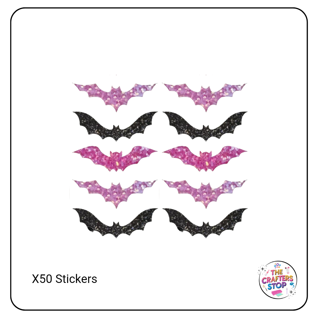 Halloween Glitter Bats Scrapbooking Stickers
