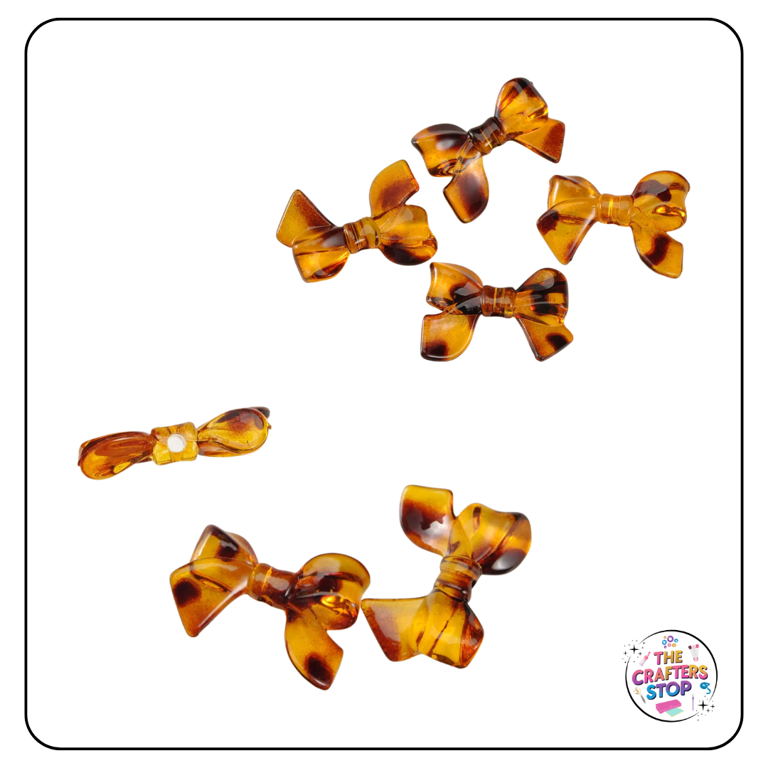 Acrylic Animal Print Bow Beads