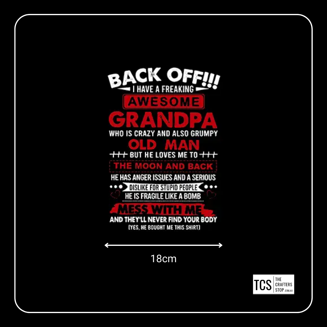 "Awesome Grandpa" DTF Iron On Transfer