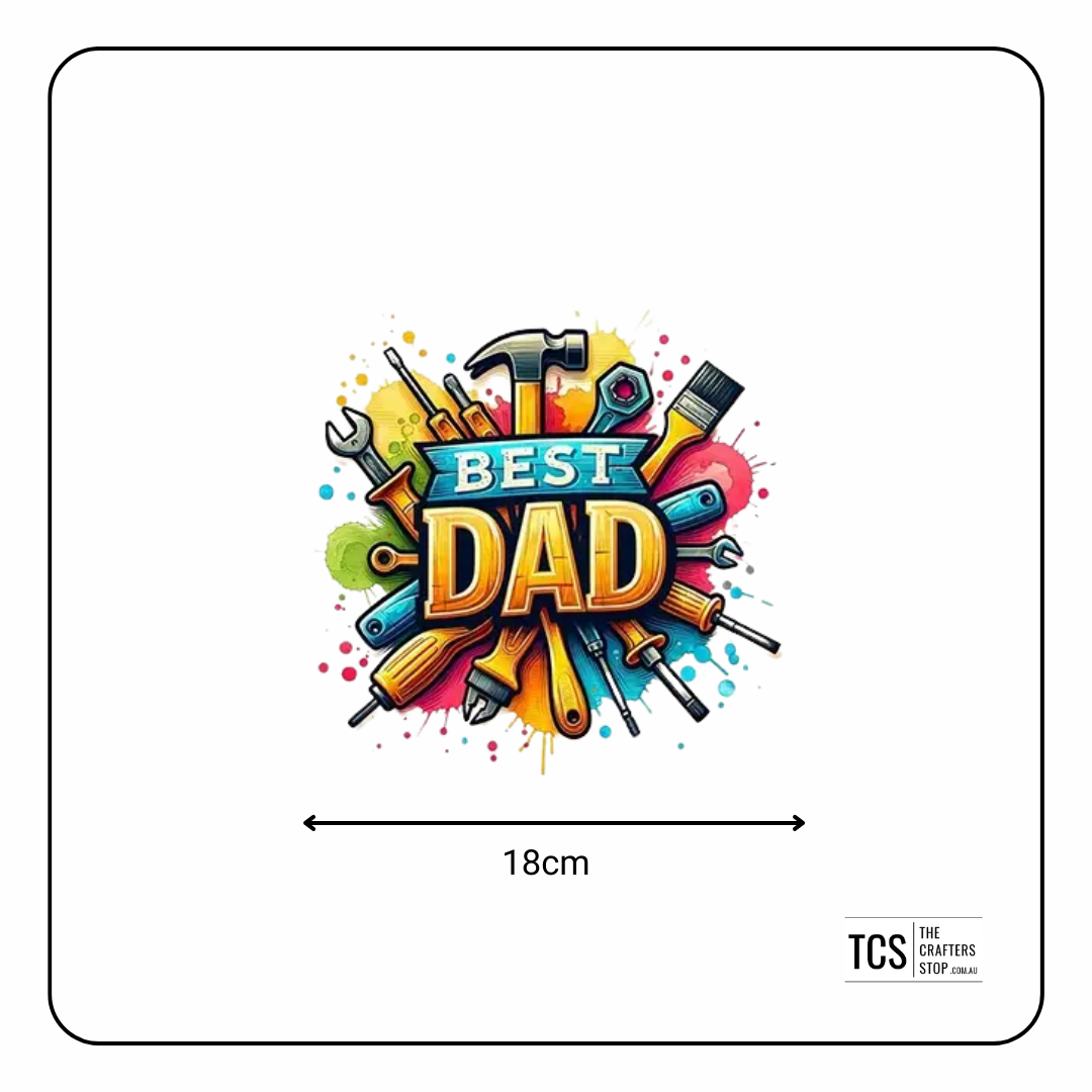 Fathers Day "BEST DAD" with tools DTF Iron On Transfer