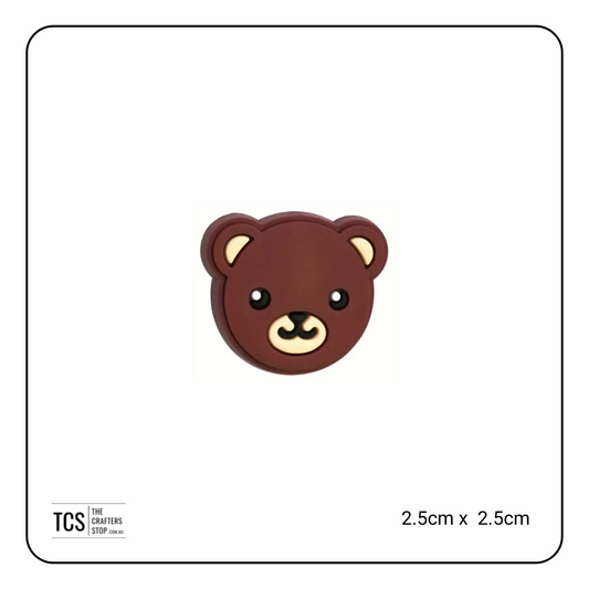 Brown Teddy Bear Head Focal Beads