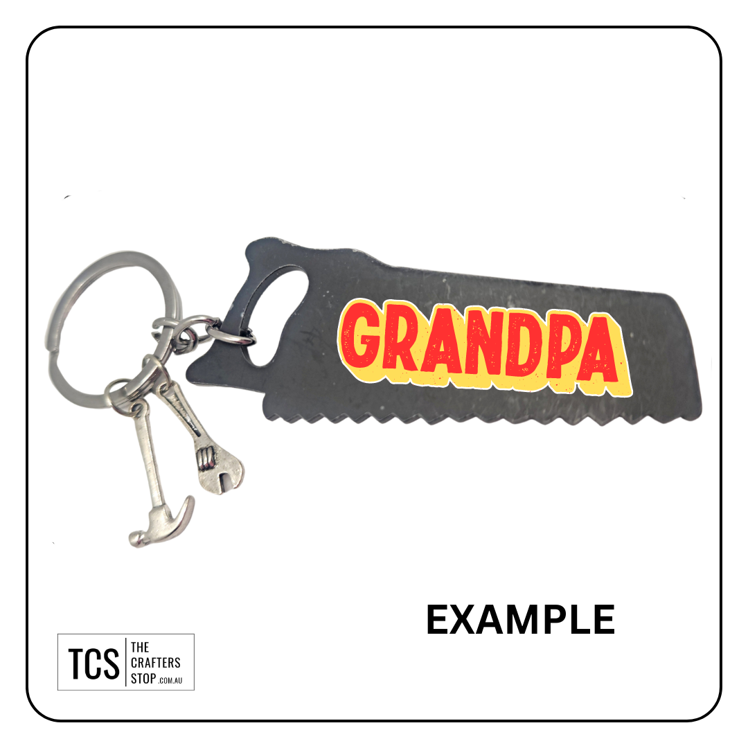 Metal Charm Tool Keyring with Acrylic Blank (Father's Day)