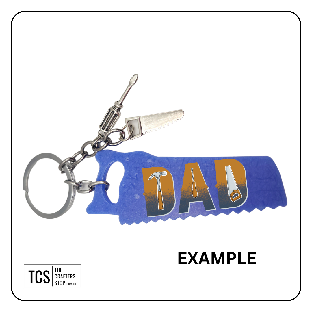 Metal Charm Tool Keyring with Acrylic Blank (Father's Day)
