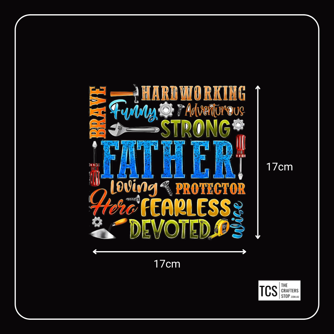 Fathers Day "FATHER with Multi Words" DTF Iron On Transfer