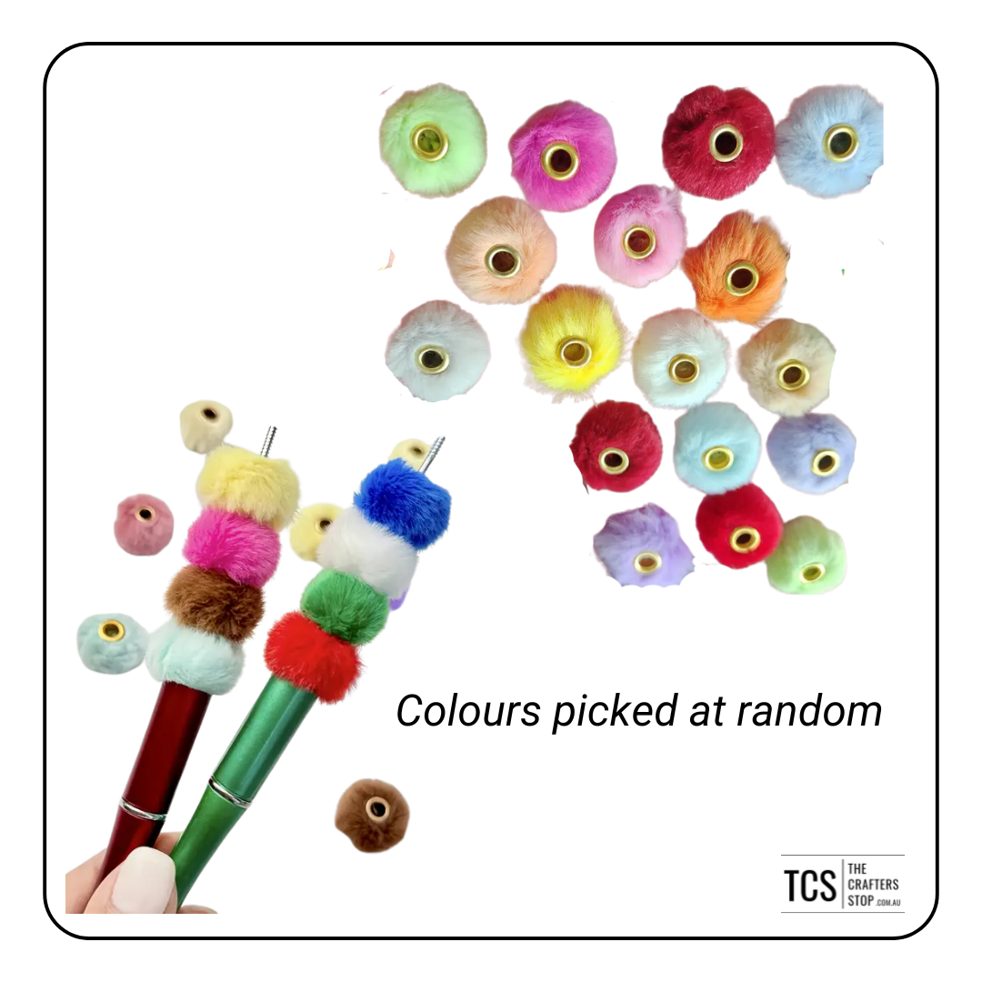 Fluffy Pom Pom Beads - Assorted Colours