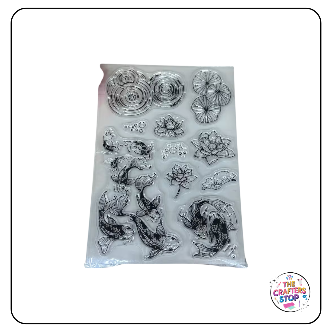 Beautiful Koi Fish & Lotus Stamp Set