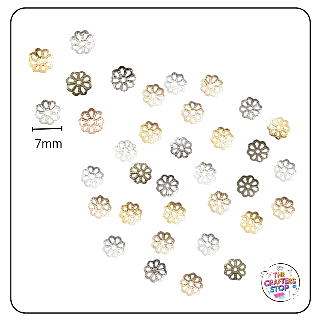 7mm Metal Flower Style Bead Caps