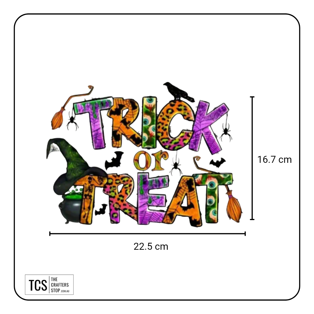"TRICK OR TREAT" Halloween Theme Ready Made DTF Iron On Transfers