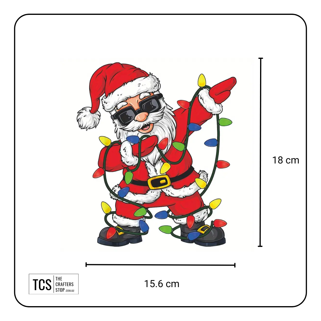 Christmas Dancing Lights Santa DTF Iron On Transfers