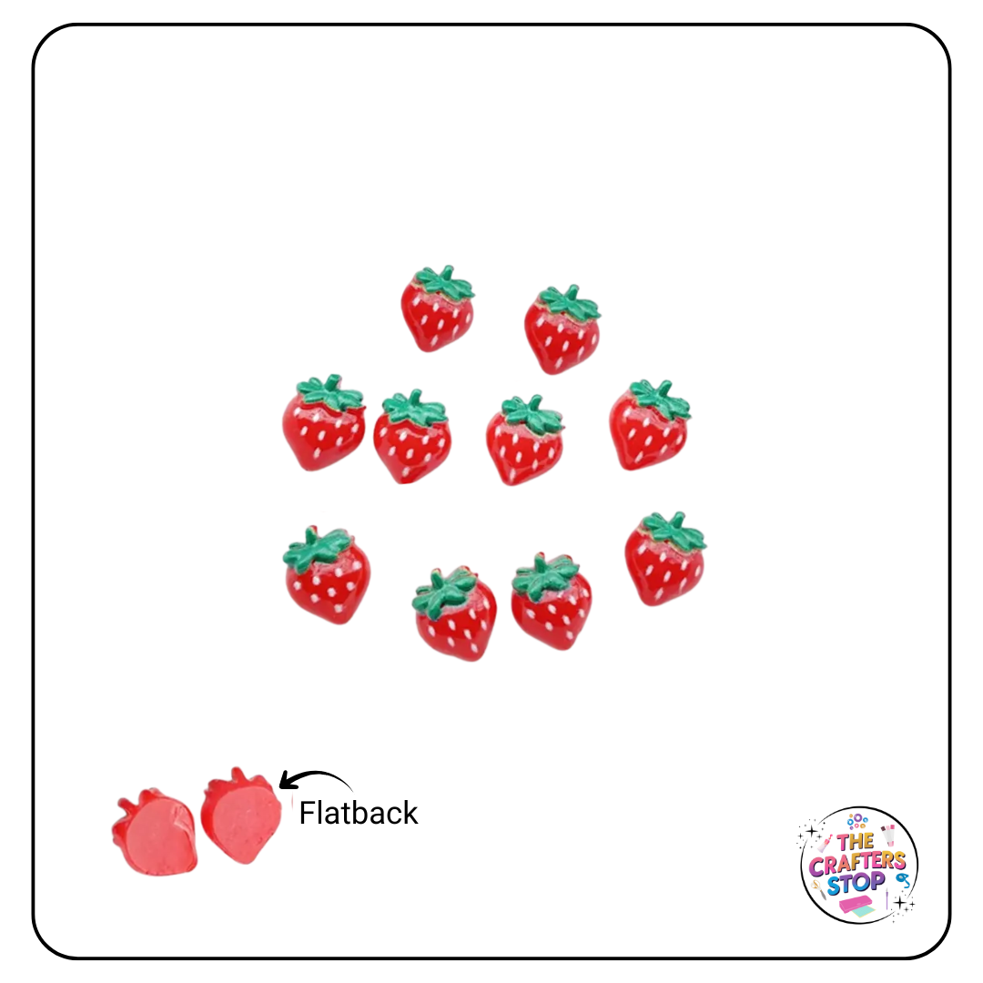 Resin Mini Strawberry Embellishments - Flatback