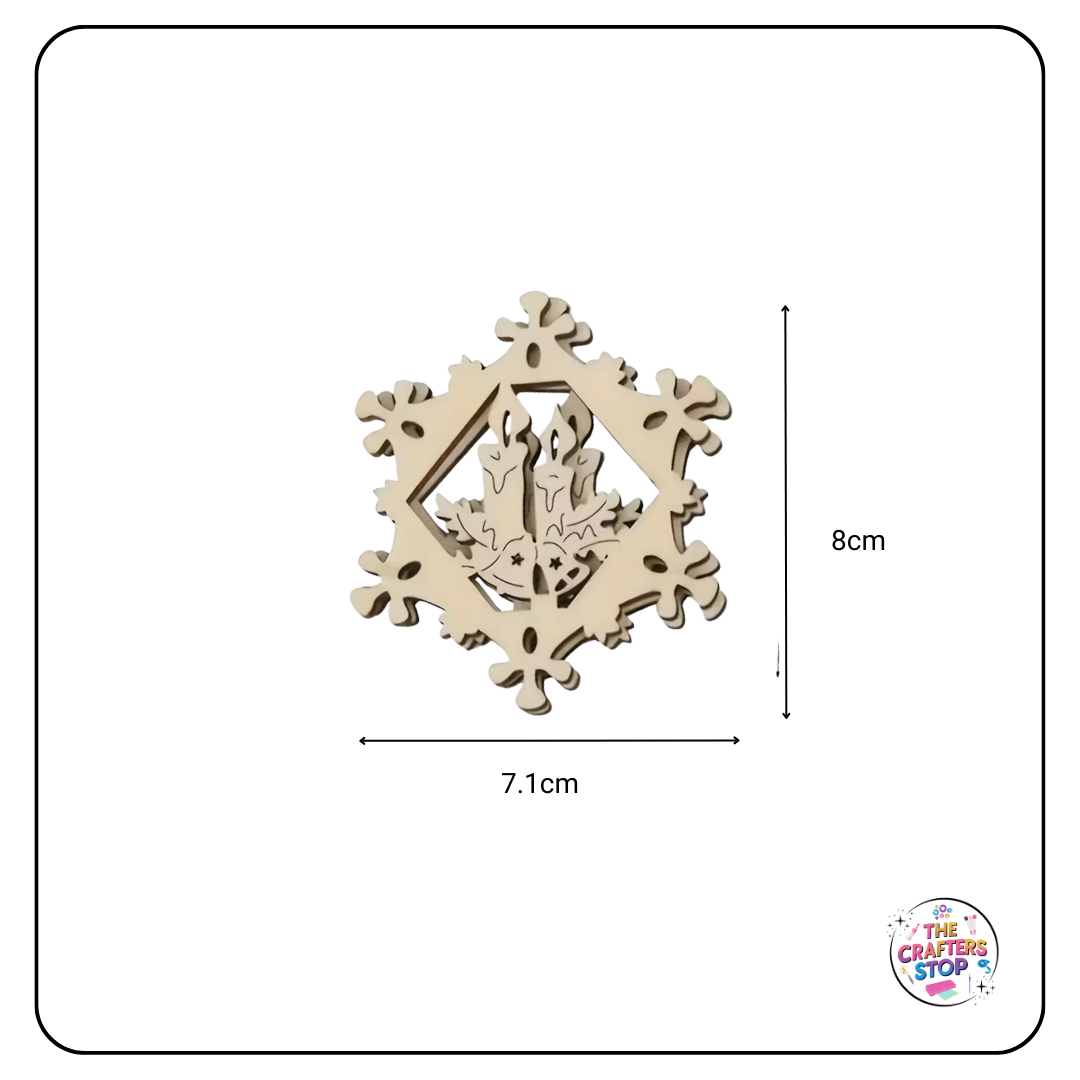 Christmas Wooden Shapes - Snowflake with Candle