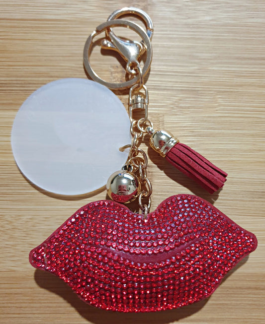 Fabric Heart Shaped Keyring with Acrylic Disc Blank