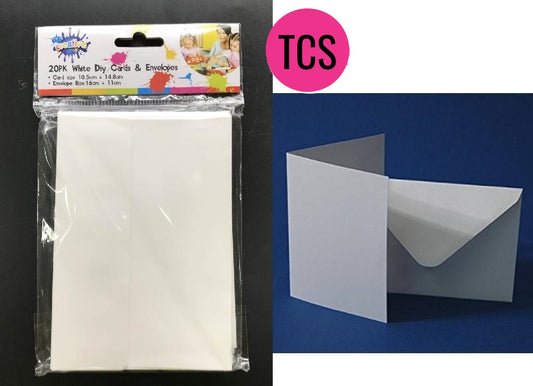 20 Pack of DIY Card and Envelopes - White