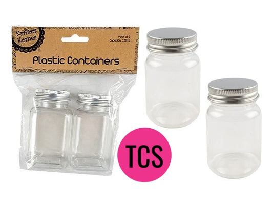 Plastic Craft Containers 120ml (X2 Pack)