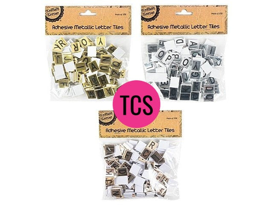 Adhesive Metallic Letter Tiles 150pcs