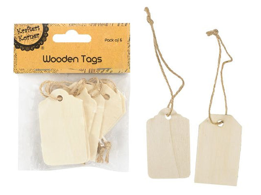 Rectangle Shaped Wooden Tags with String