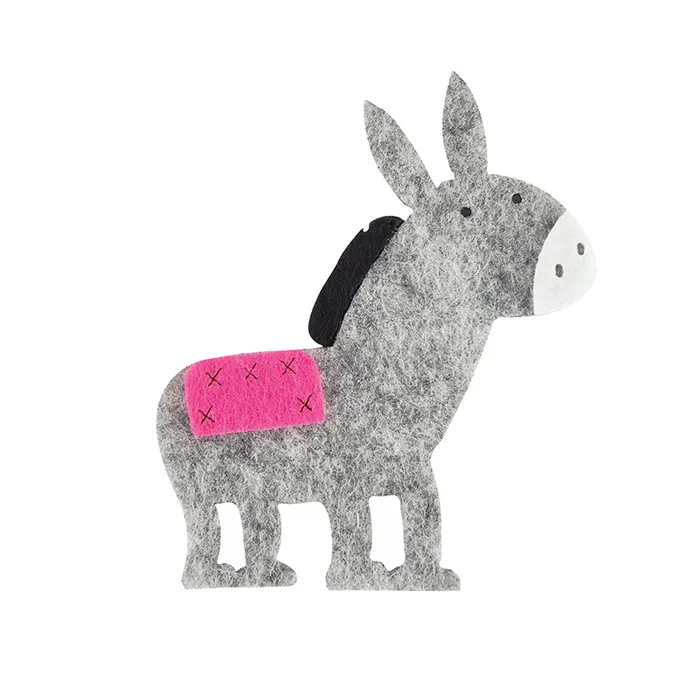 Cute Felt Donkey Embellishments - 3 pcs