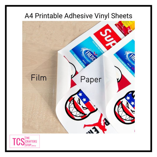 A4 Printable PP Adhesive VINYL Sheets - Inkjet (Clear Backing)