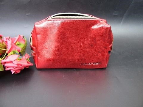Red Leatherette Makeup Bag