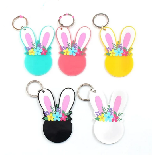 Acrylic Bunny Rabbit Easter Keyring - 2 Sizes