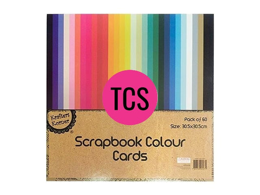 60 Pack of Scrapbooking Coloured Cardstock