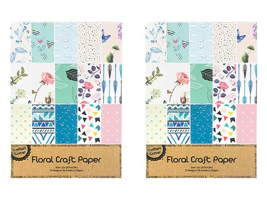 Floral Printed Craft Paper Pad A4