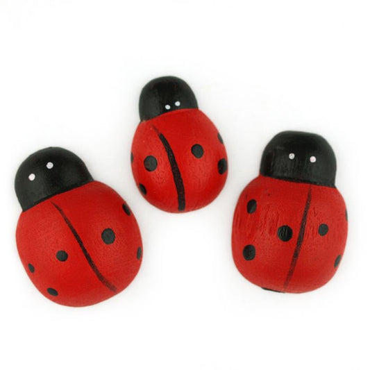 Wooden Painted Ladybug Embellishments - 15 pcs