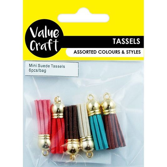 Suede Tassels with Gold Cap - 6 pcs